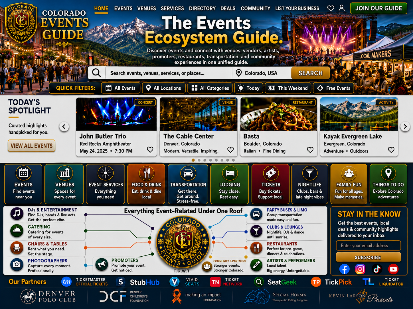 Colorado Events Guide approved final HD homepage layout