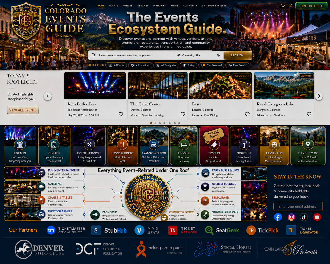 Colorado Events Guide approved homepage layout